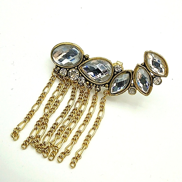 Rhinestone Teardrop Marquis Tassel Fringe Solitaire Earrings Set of 3 Mismatched - Picture 6 of 10